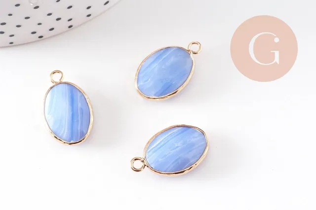 Gingerlily Pendentifs bijoux DIY pendentif agate G11004 bleu 23mm