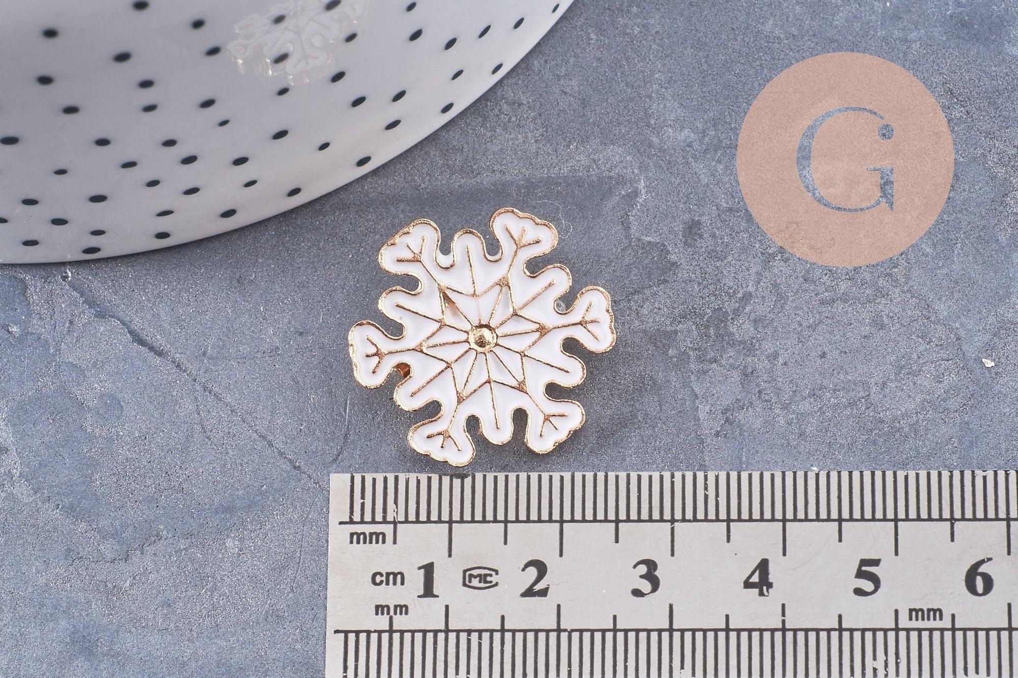 Gingerlily Broche flocon neige broche 24mm blanc doré x1
