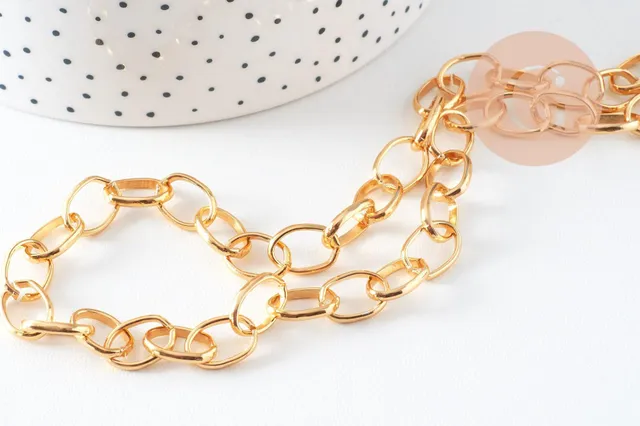 Gingerlily Chaîne Rolo Aluminium Doré 12mm 1 mètre