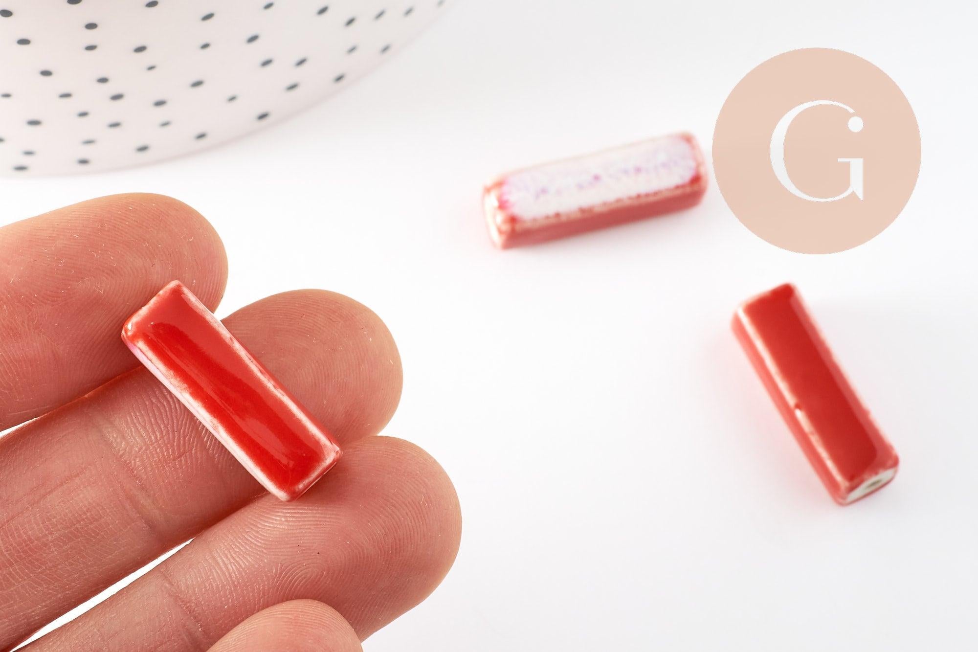 Gingerlily Perles pour bijoux DIY G9351 perle céramique rouge lot 5