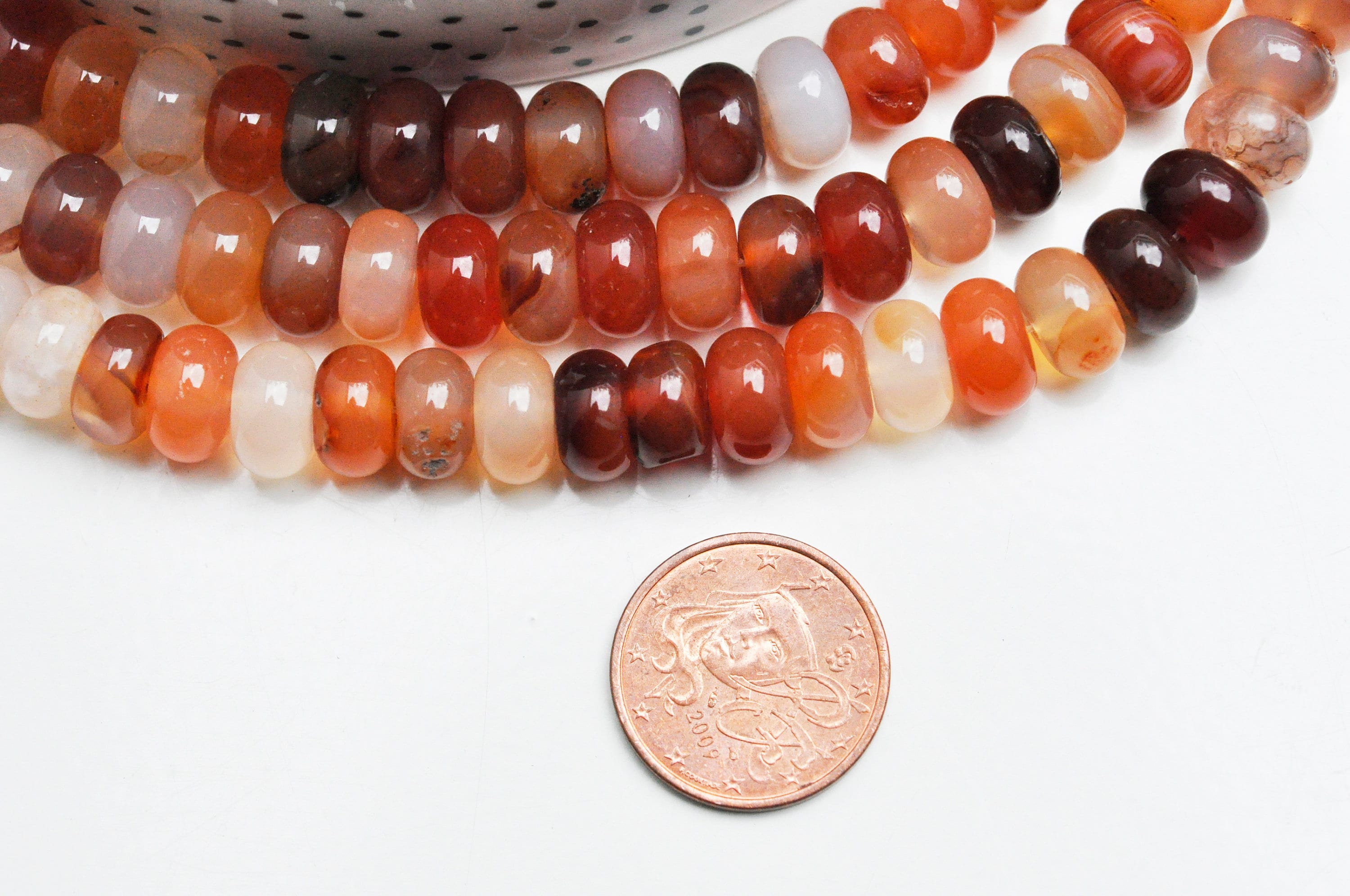 Gingerlily Perles pierre naturelle fil rondelle G4431 cornaline 10mm