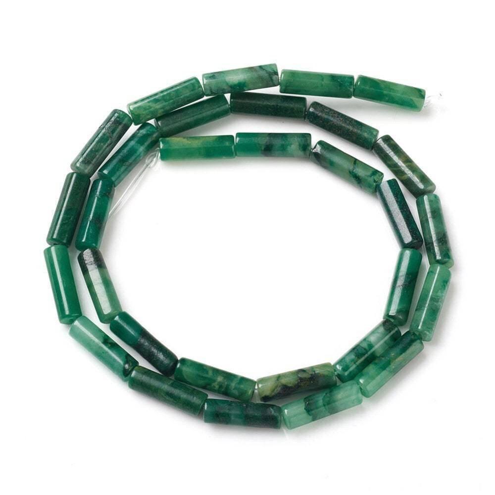 Gingerlily Jade africain 13 mm perle tube vert fil 40 cm