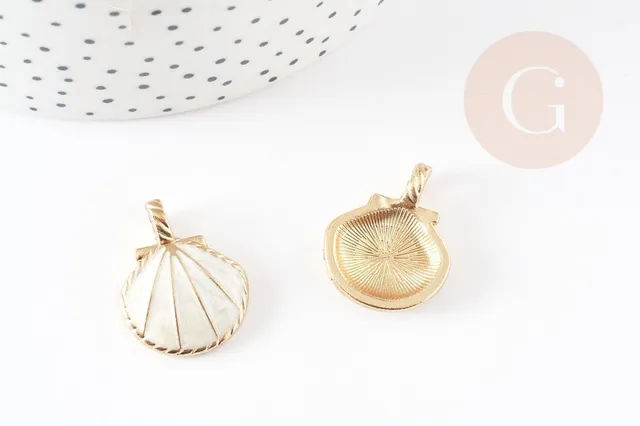 Gingerlily Pendentifs G7045 pendentif coquillage blanc doré x2