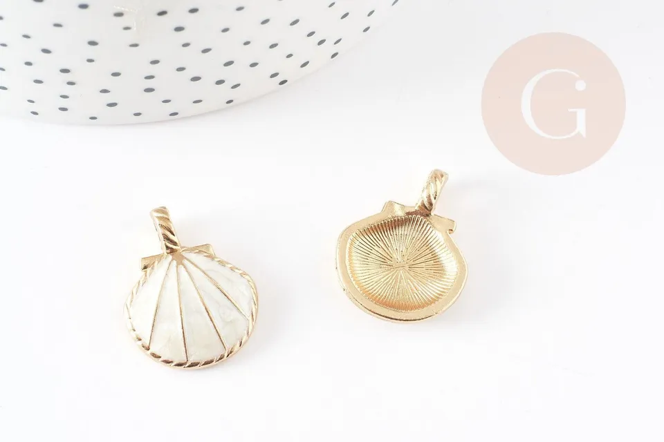 Gingerlily Pendentifs G7045 pendentif coquillage blanc doré x2