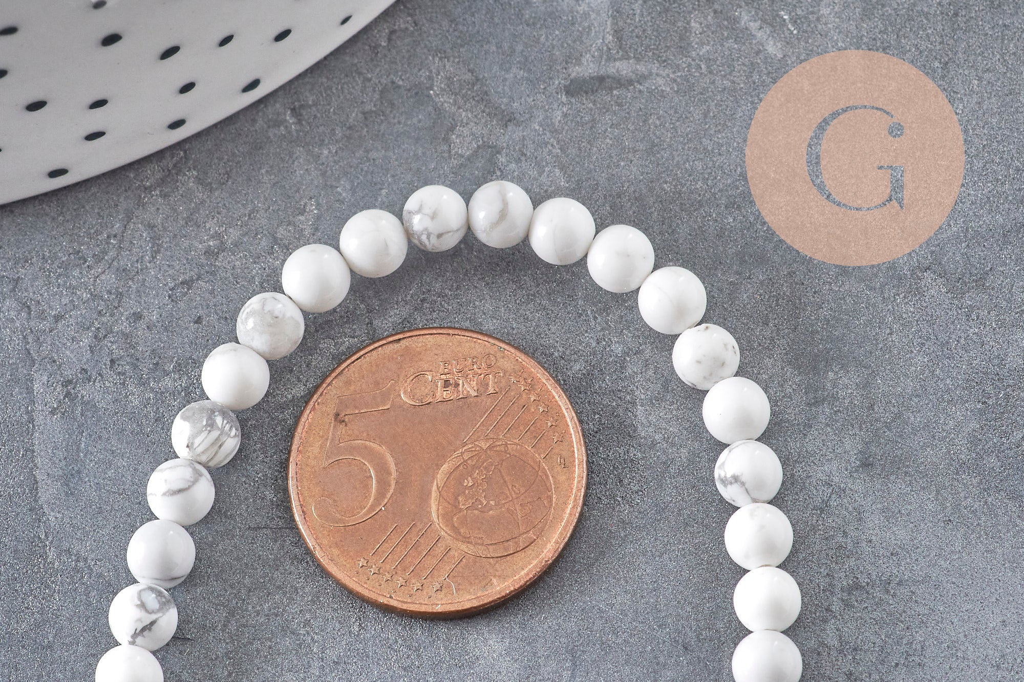Gingerlily Perles howlite blanche 4mm fil 38cm marbré