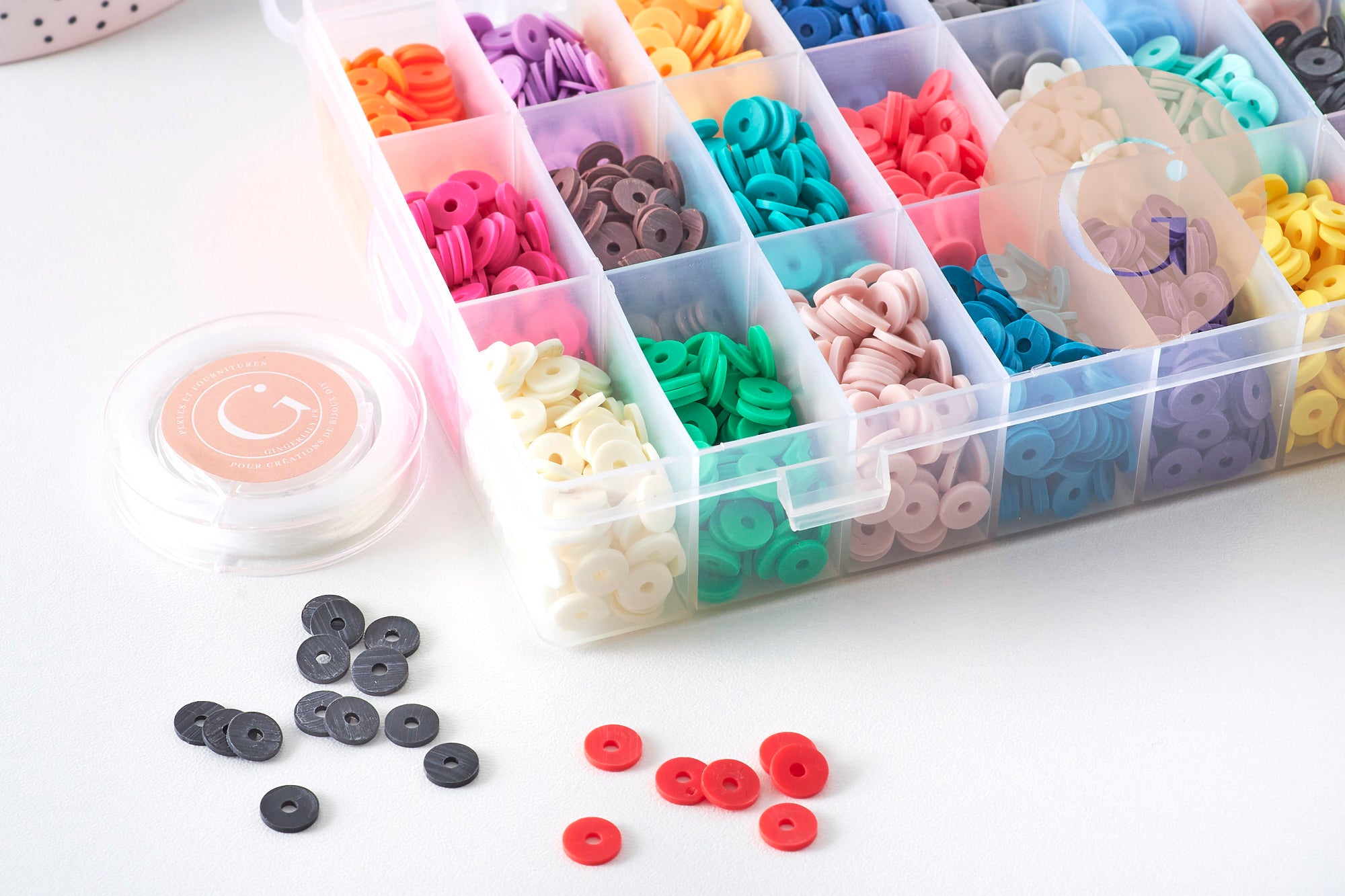 Gingerlily Kit perles heishi 8mm 24 couleurs boîte 4400