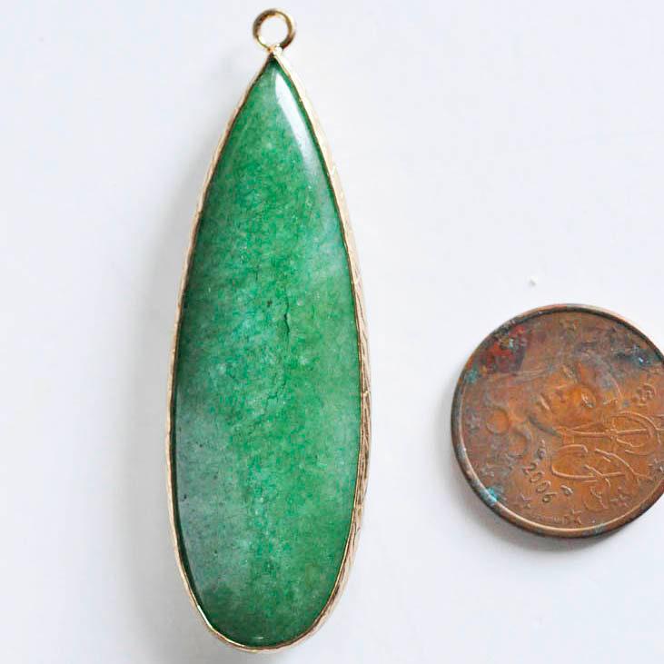 Gingerlily Pendentif goutte G2529 jade vert 58mm x1 doré