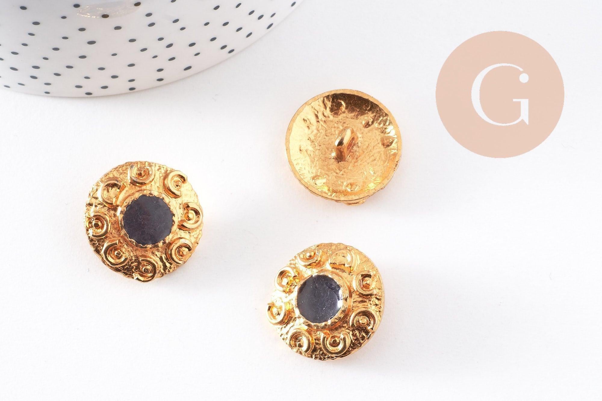 Gingerlily Perles G10151 bouton ancien doré noir 23mm