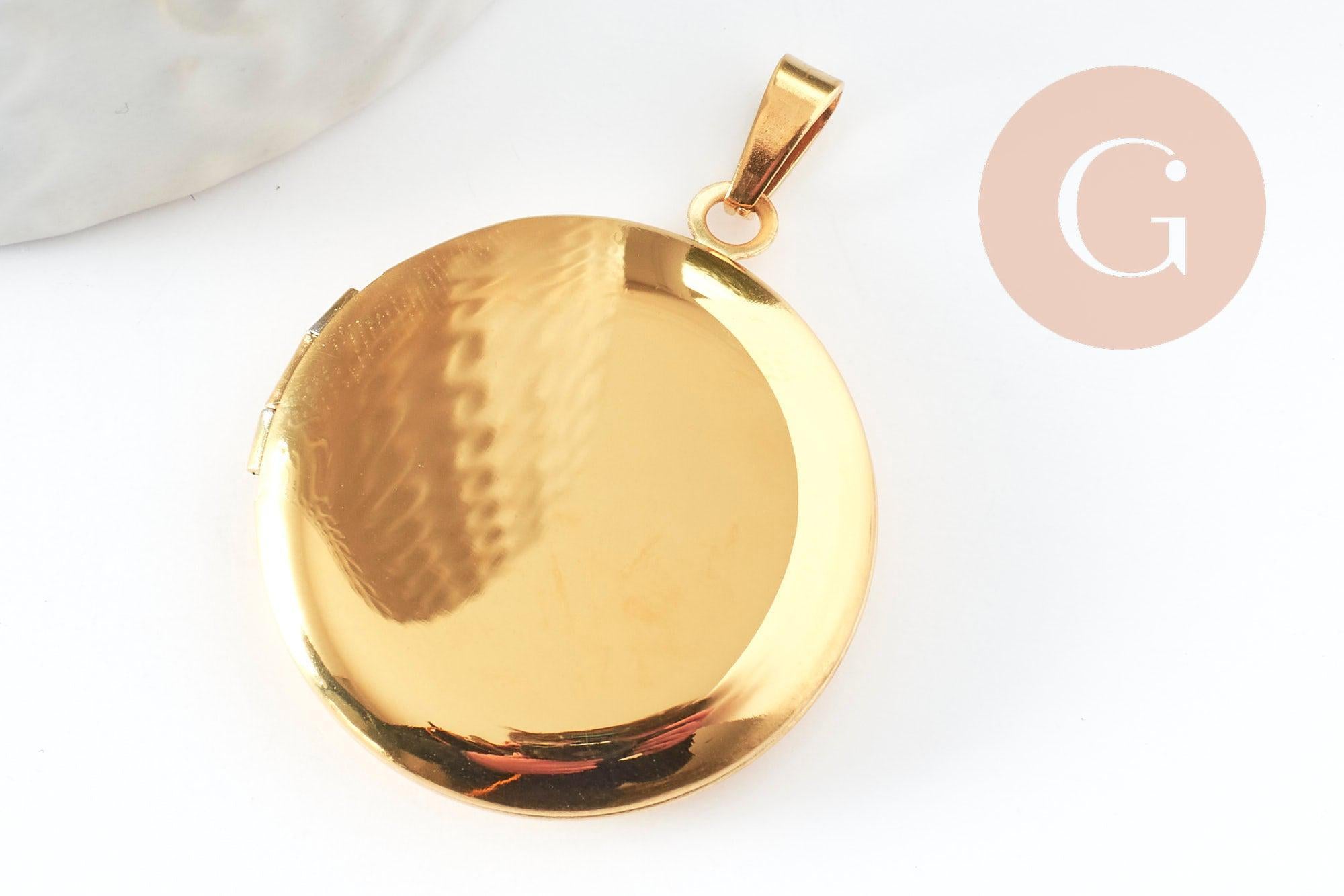 Gingerlily Locket rond pendentif médaillon doré 31mm x1