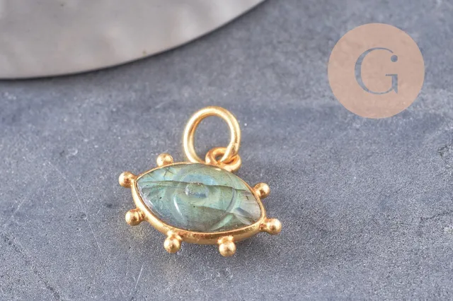 Gingerlily Oeil pendentif labradorite doré 15mm x1