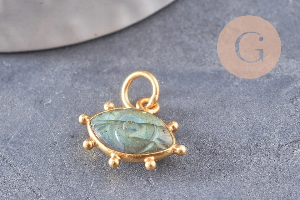 Gingerlily Oeil pendentif labradorite doré 15mm x1