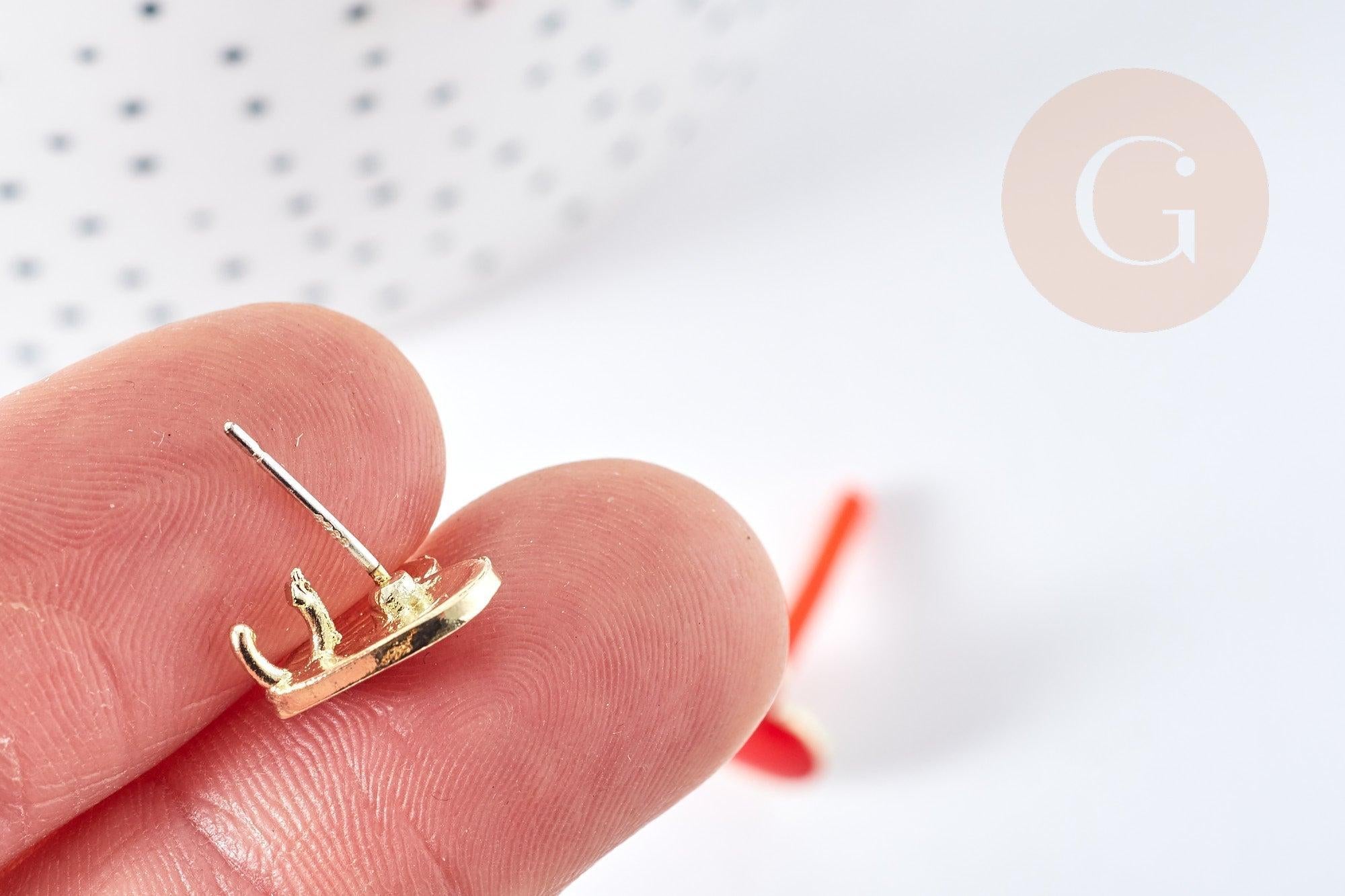 Gingerlily Support puces coeur émail rouge 11,5mm paire