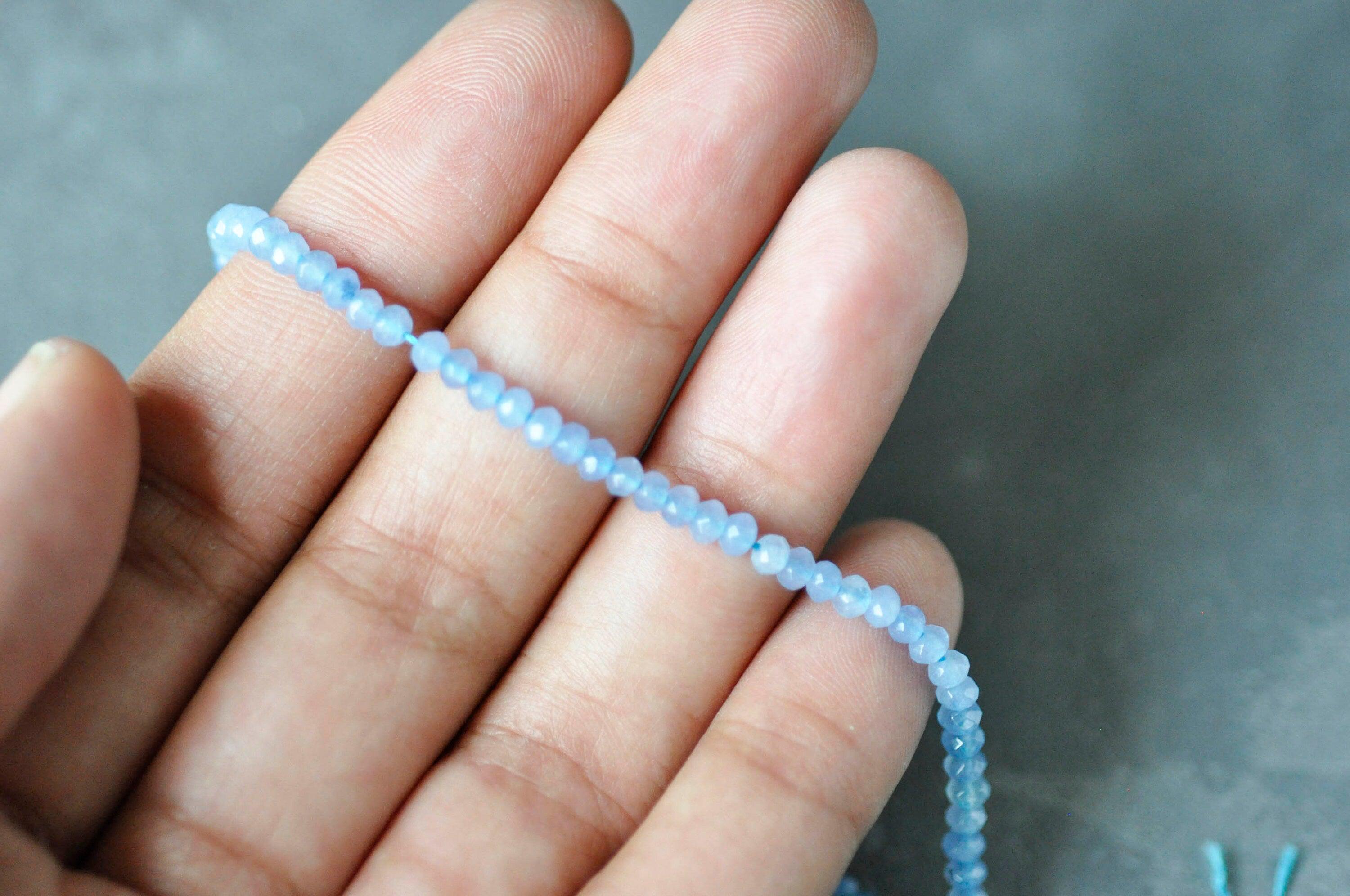 Gingerlily Perles G3909 perle abacus jade bleu 4x2mm fil 36cm
