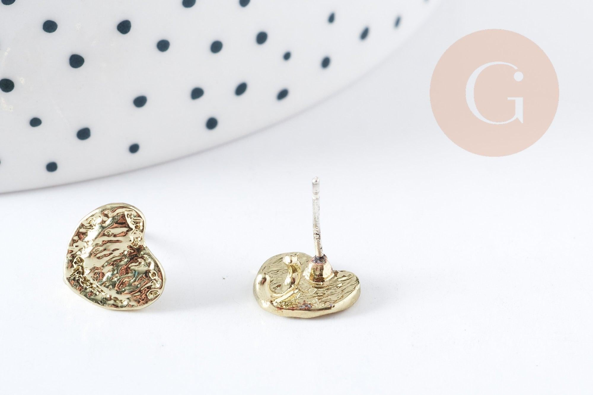 Gingerlily Apprêts G8888 support puces cœur zamac doré 10mm