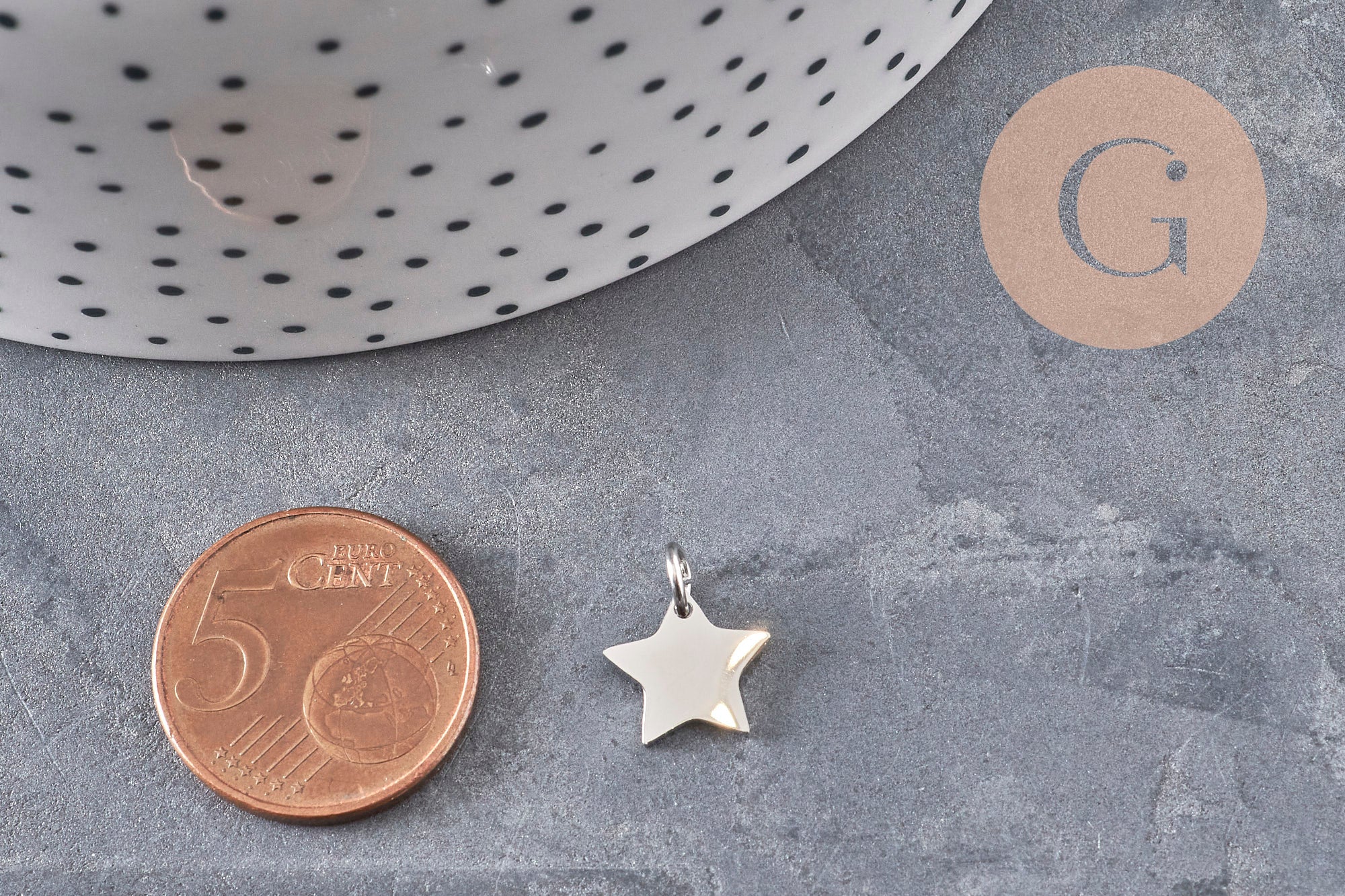 Gingerlily Pendentif étoile G11158 acier doré 12mm x2