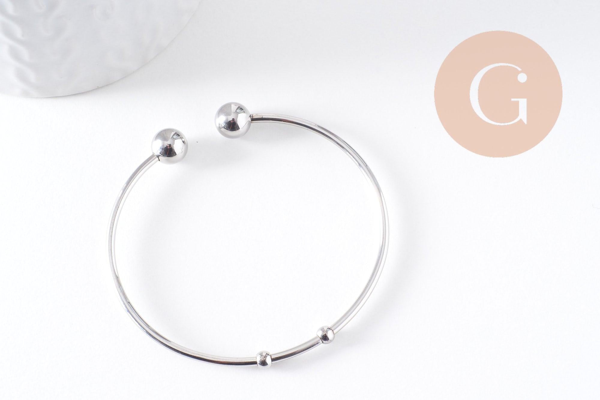 Gingerlily jonc ouvert G10314 bracelet acier platine 50-65mm
