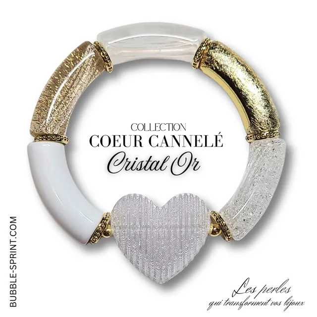 ARTSHOP Prêts-à-porter CŒURS CANNELÉS bracelet cristal or monté