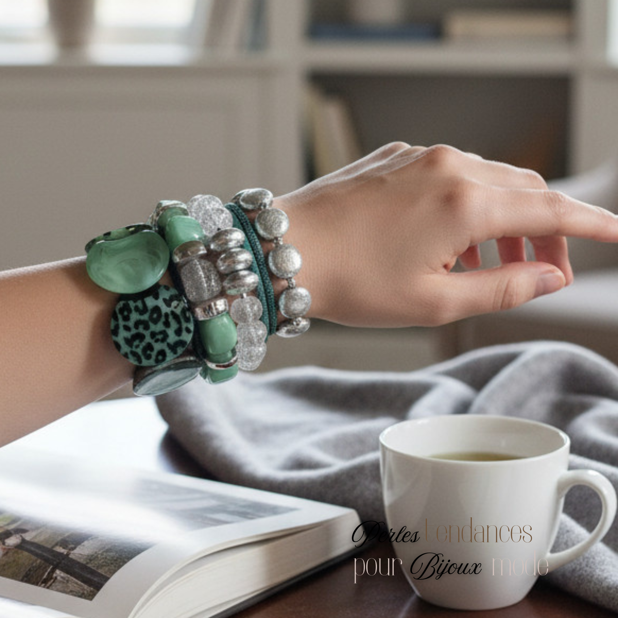 ARTSHOP Bijoux en KITS MOON Léopard Menthe bracelet kit sans aiguille