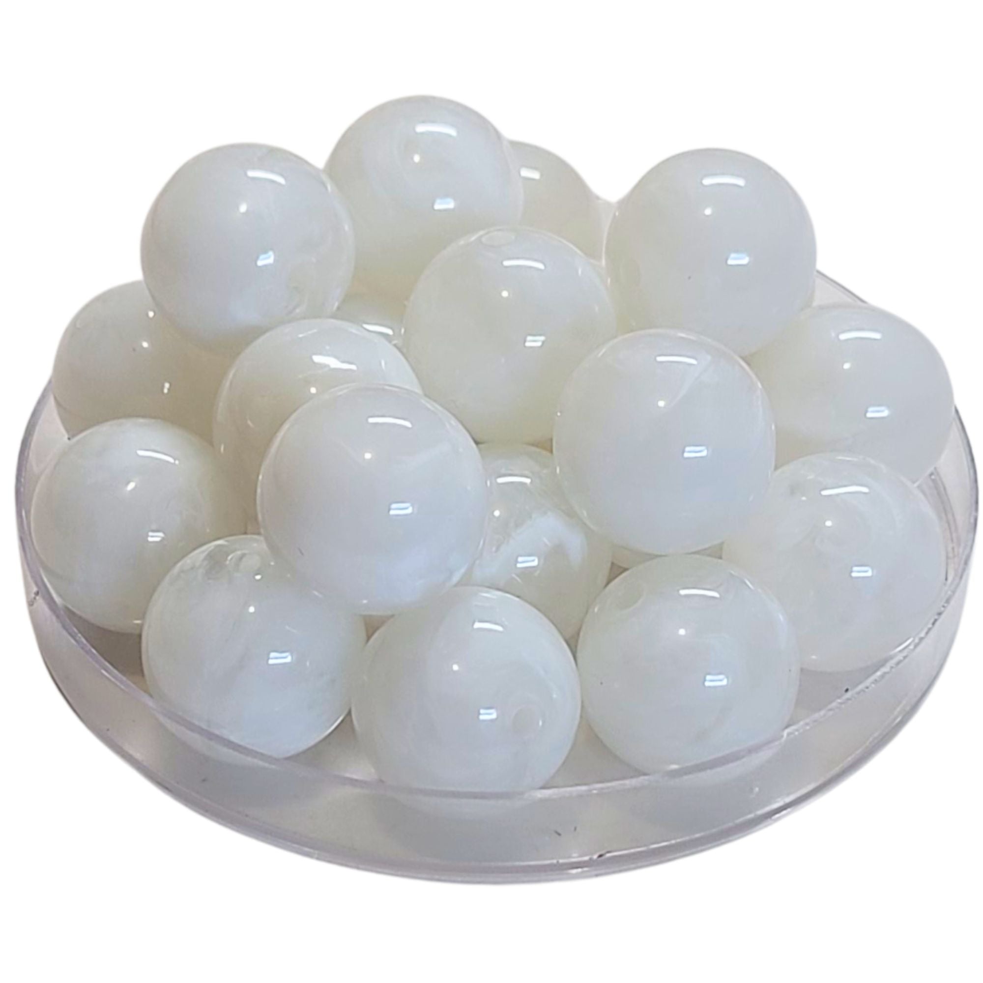 ARTSHOP Boules 20MM perle acrylique quartz blanc marbré x1