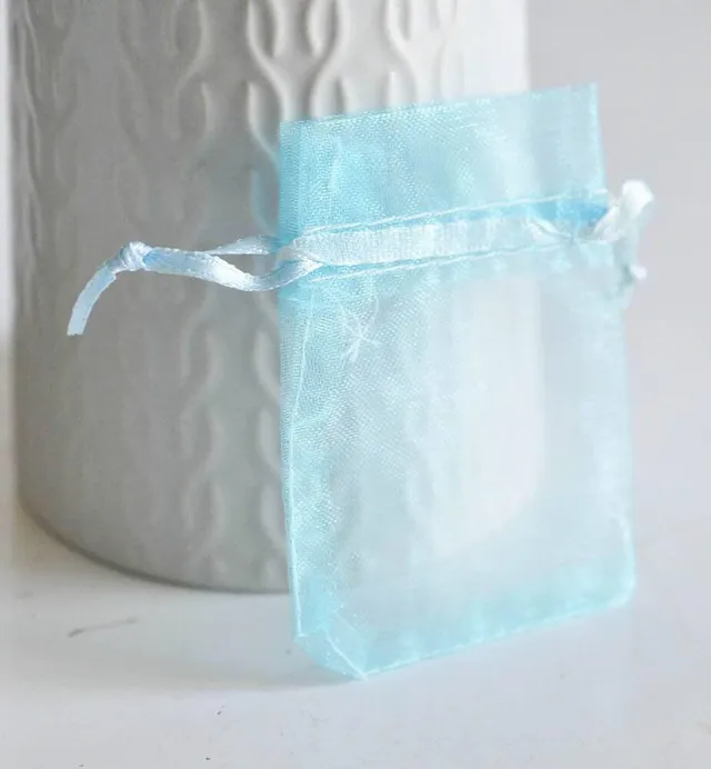Gingerlily Rangement G1779 pochette organza bleu turquoise 7 cm x5