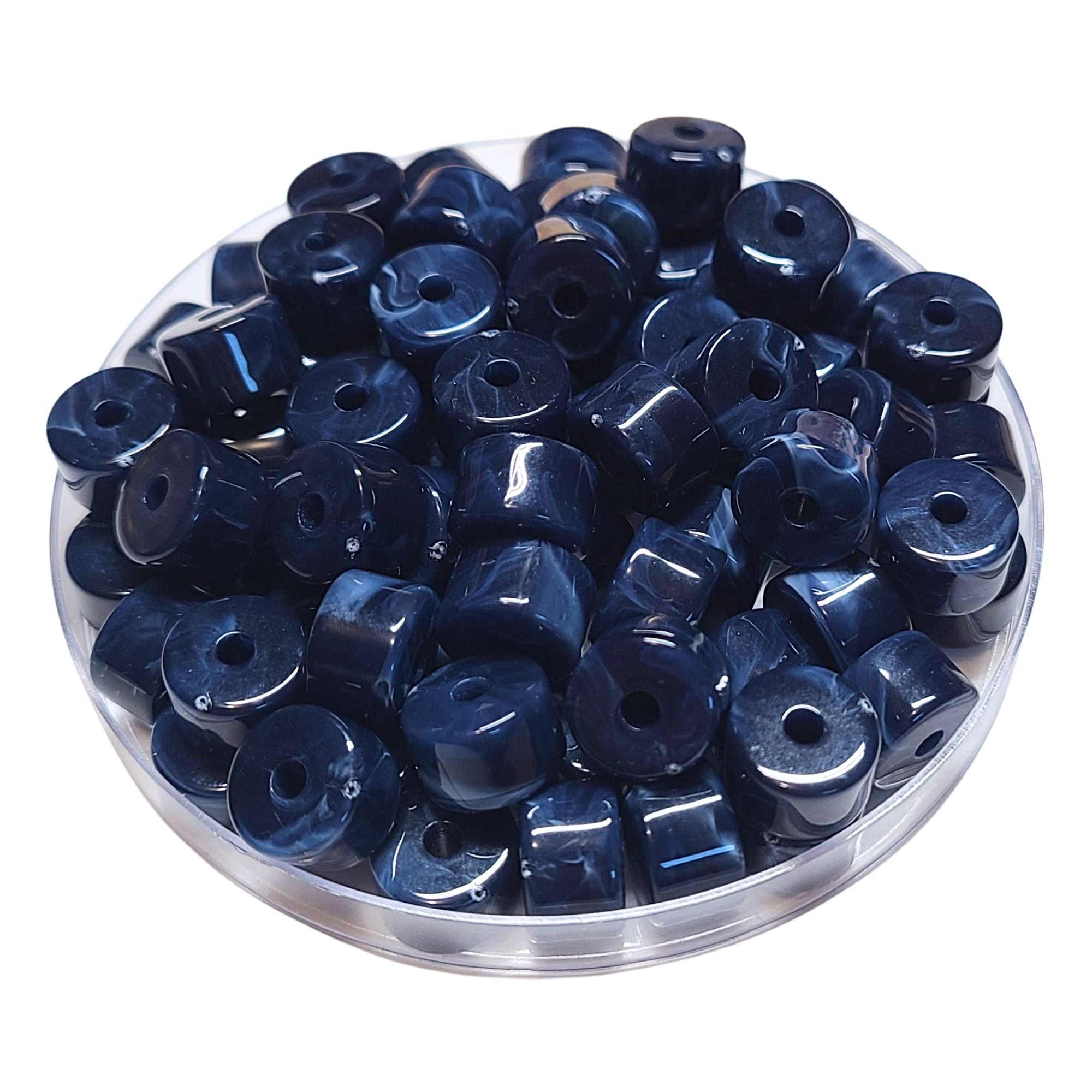 ARTSHOP N°8 cylindres 1/4 tube perles marine marbré 12 mm x6