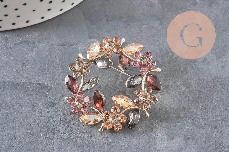 Gingerlily G11256 broche fleur zircons multicolore 41 mm