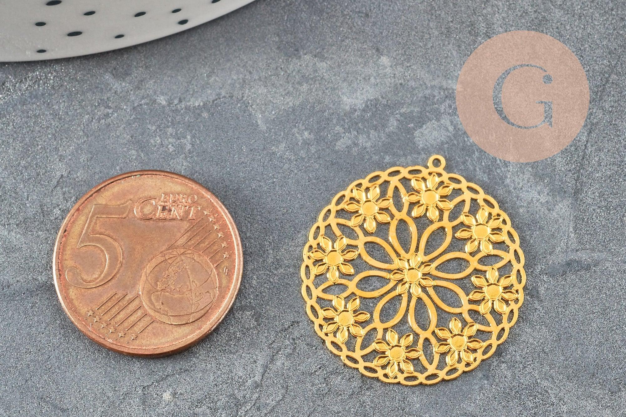 Gingerlily G9505 pendentif estampe fleur 28mm x2 doré