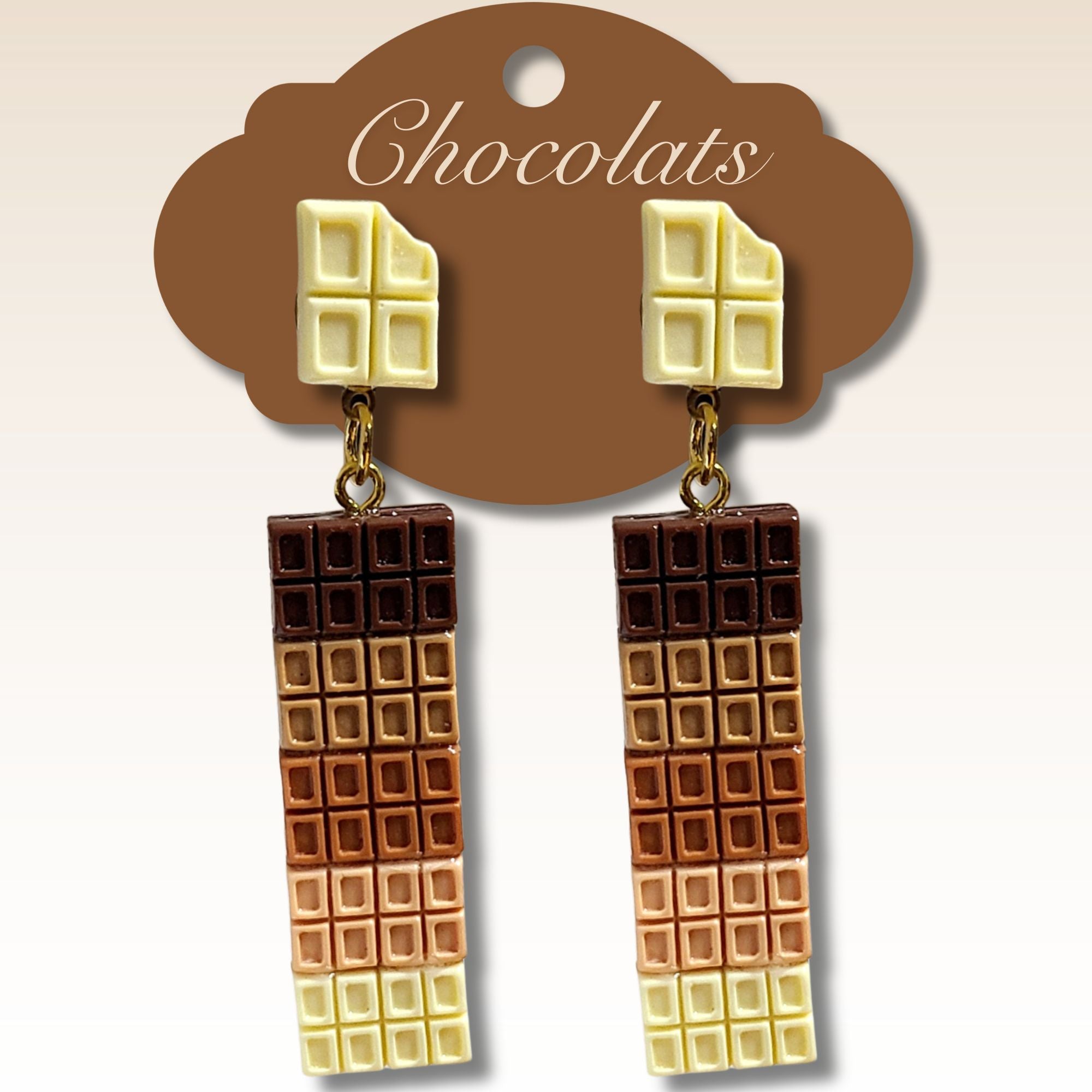 ARTSHOP Kit Boucles d'Oreilles Chocolats Tablettes Résine Inox