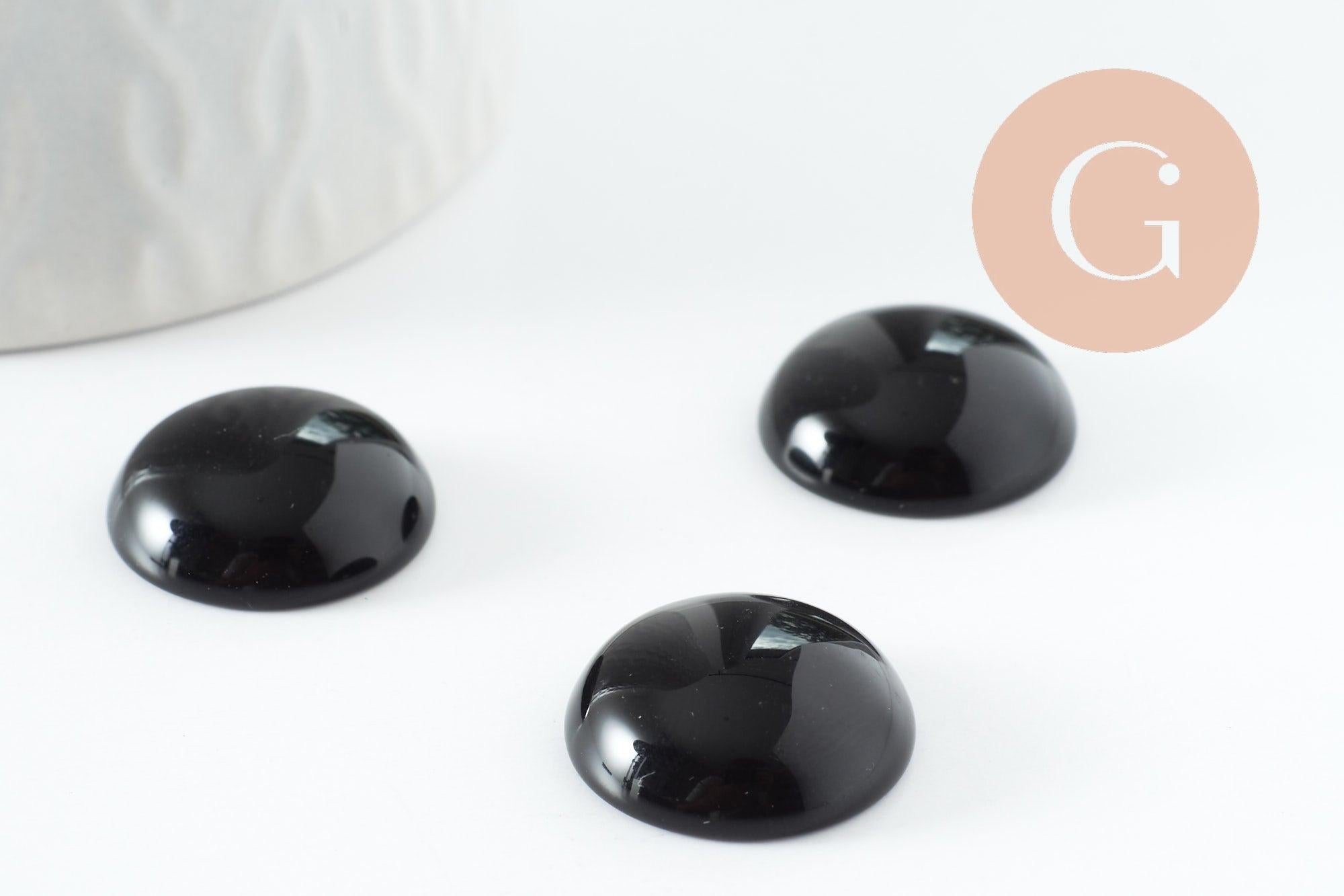 Gingerlily Cabochon rond agate noire naturelle teintée 20mm x1