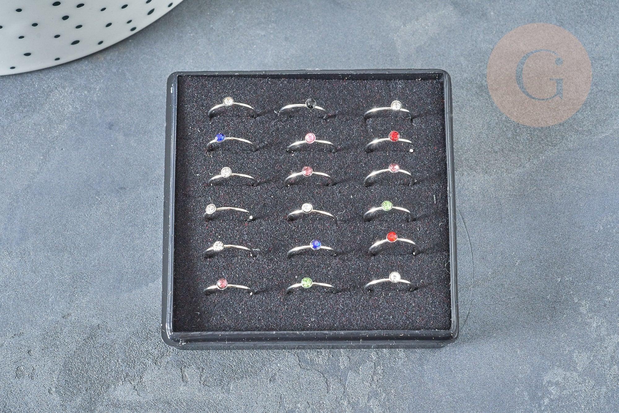 Gingerlily Piercing sans trou acier strass blanc 9mm x1