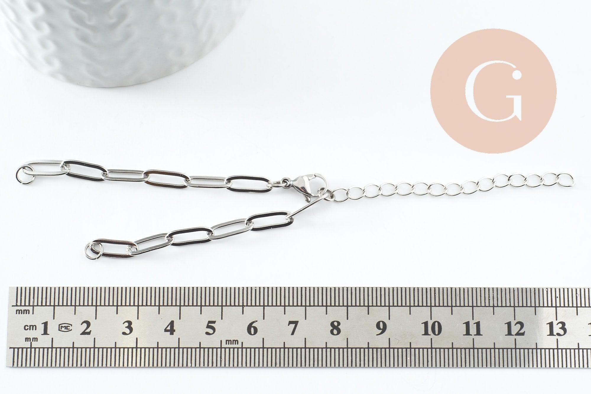 Gingerlily Apprêts base bracelet rectangle acier 14,5cm G9497