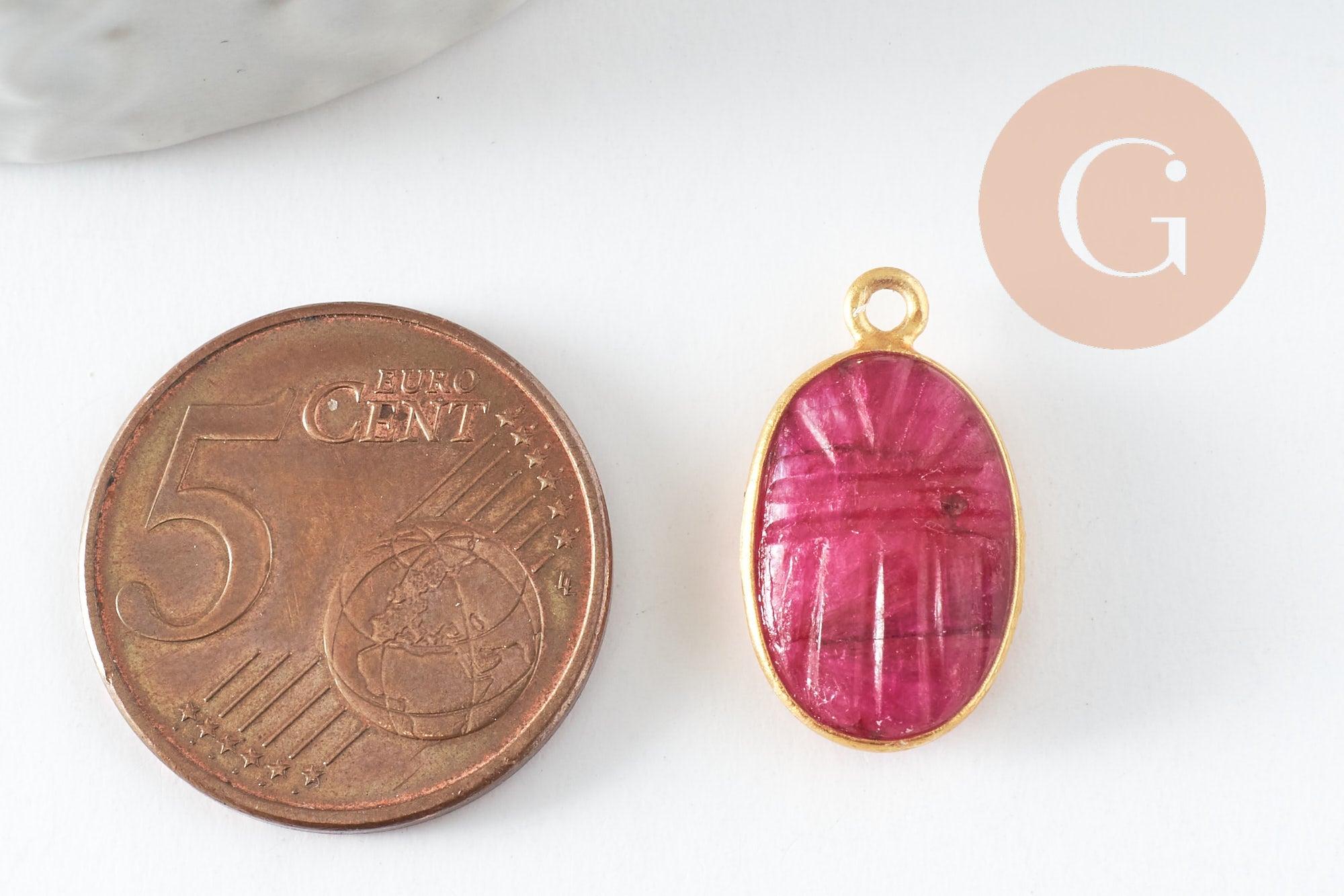 Gingerlily Pendentifs G9439 scarabée rubis argent doré 20mm x1