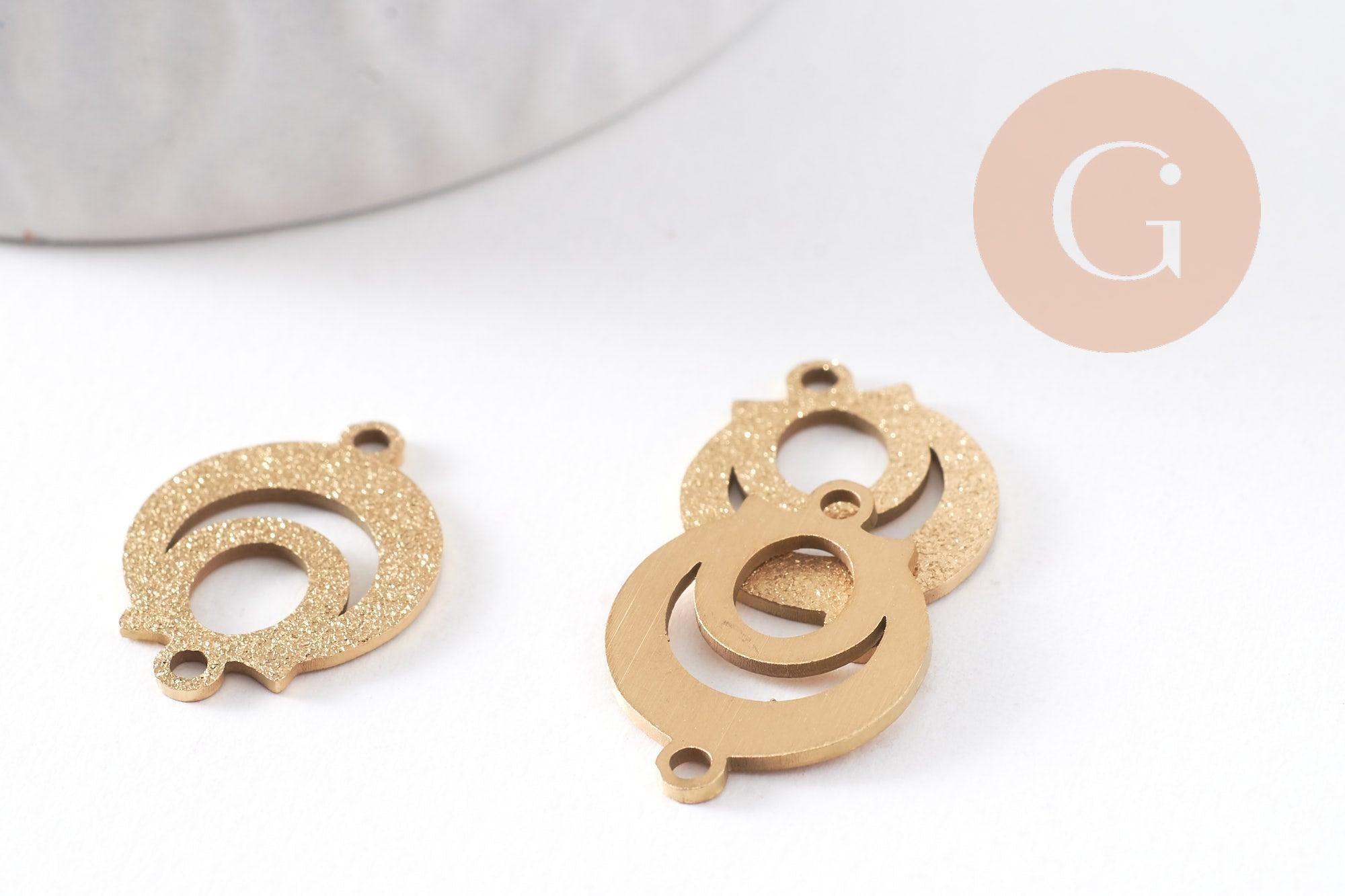 Gingerlily Pendentifs connecteur rond acier doré 19mm x2