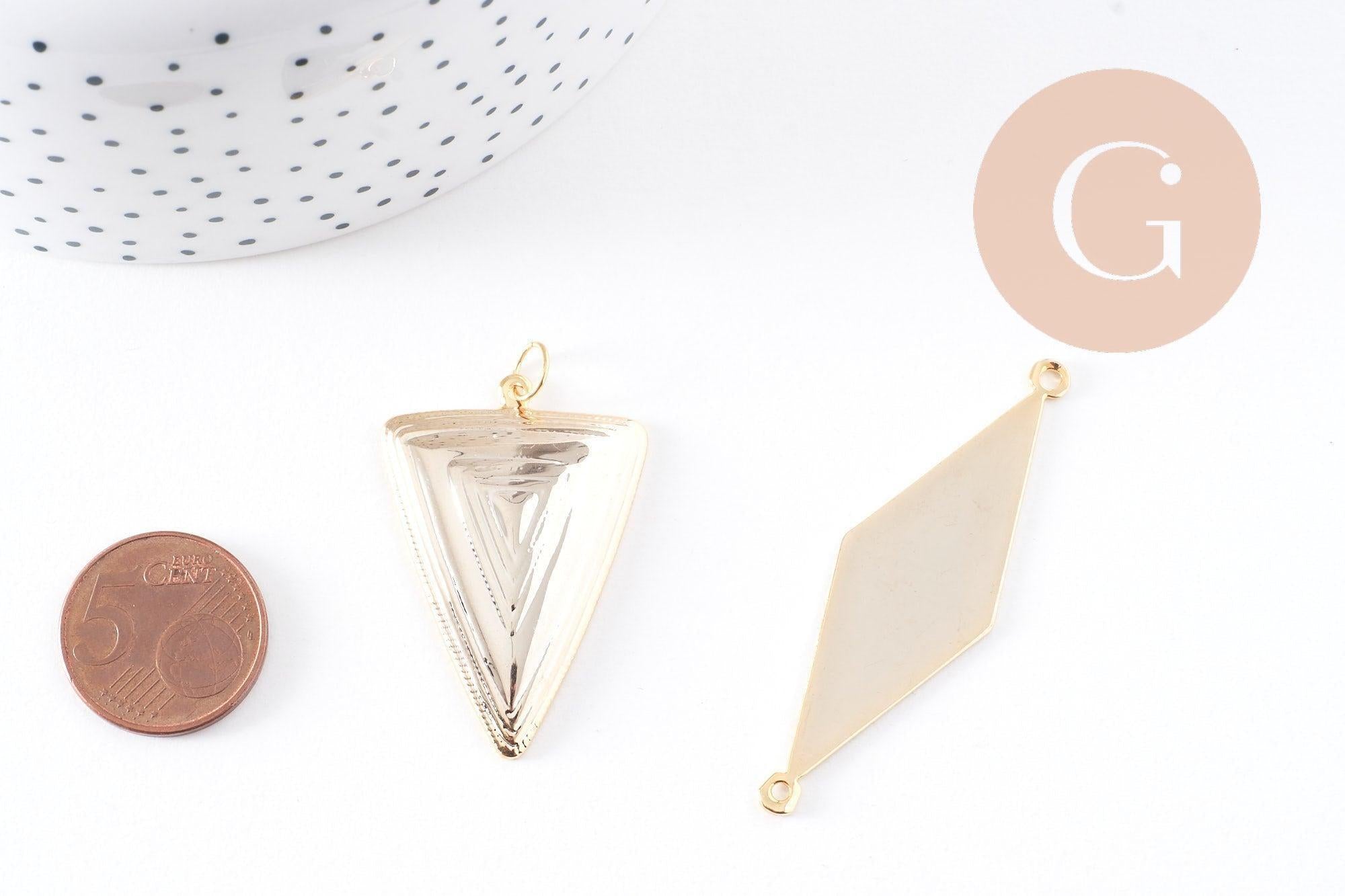 Gingerlily Pendentif triangle laiton doré 16K texturé x1