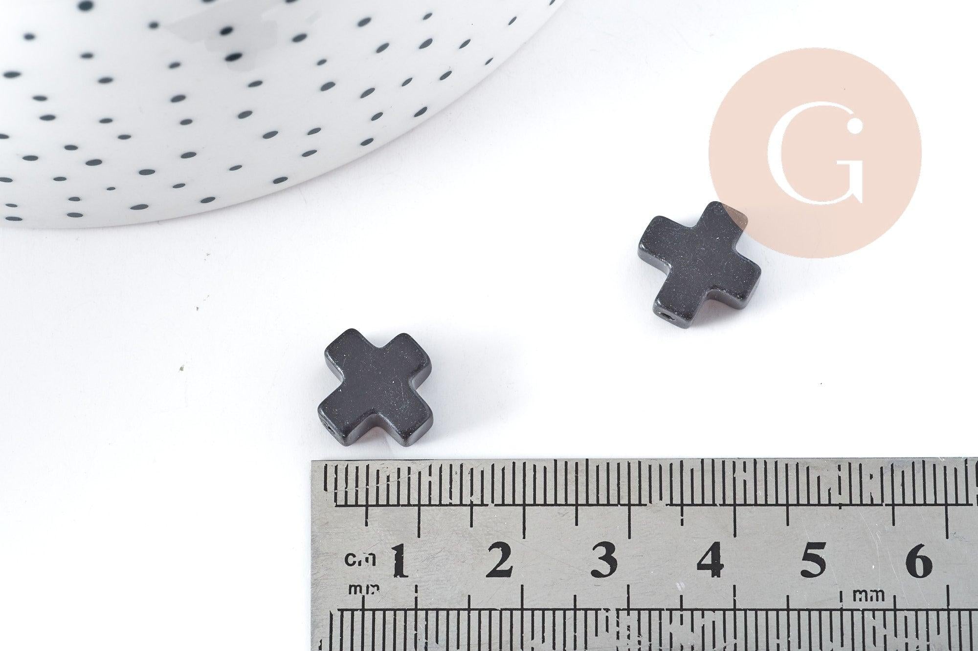 Gingerlily Perles G8280 croix onyx noir naturel 12mm x5