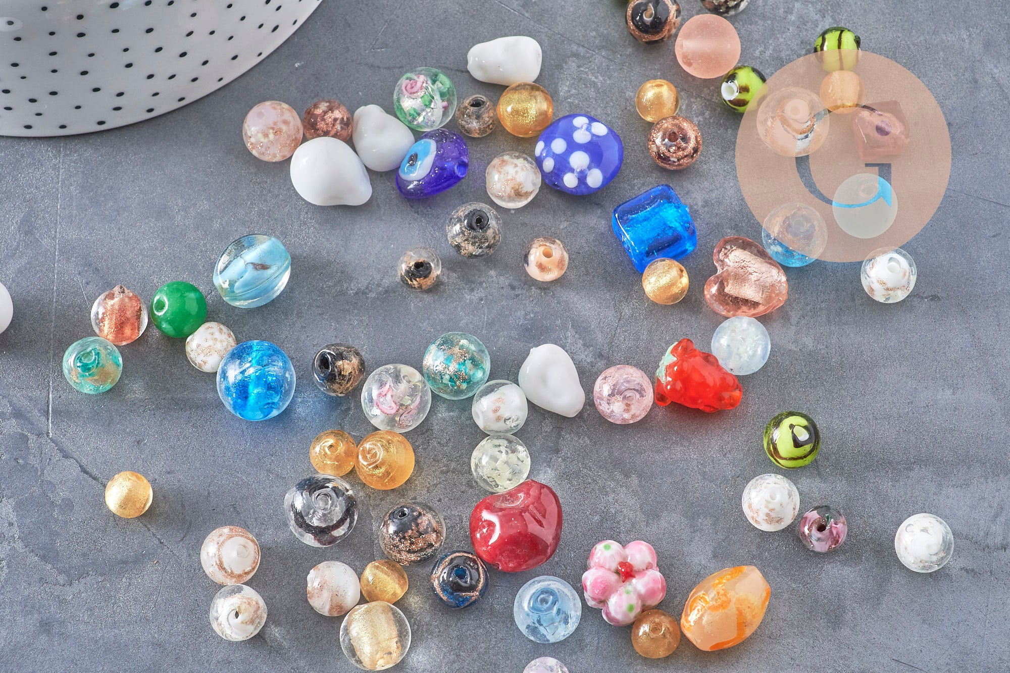 Gingerlily Perles DIY perles verre Murano feuille argent x10