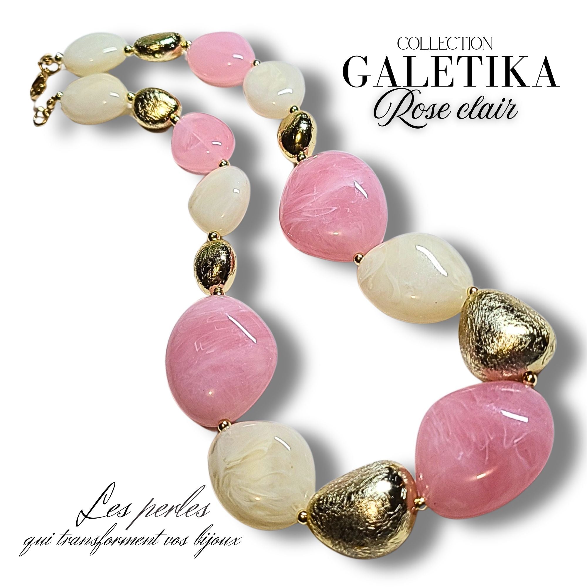 ARTSHOP Galets TIKA Galet 23mm rose clair marbré x10