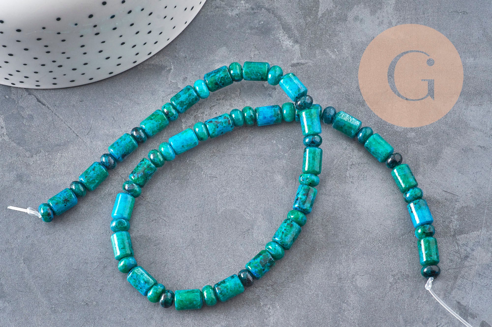Gingerlily Perles Tube Chrysocolle Verte 6mm Fil 38cm