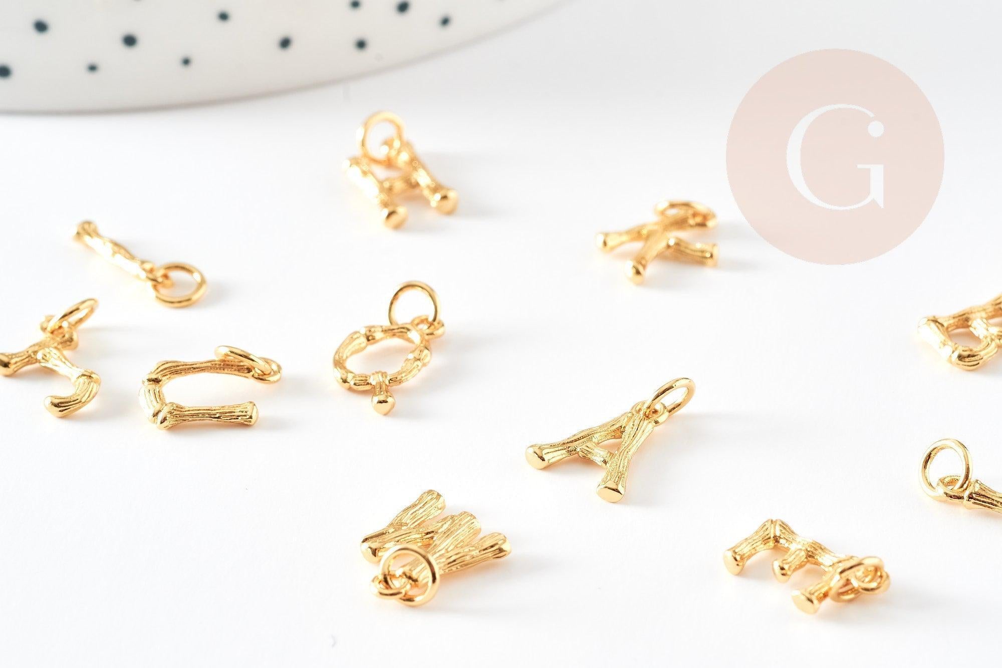 Gingerlily Pendentifs G9173 Breloque lettre bambou doré 12mm
