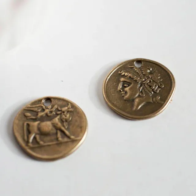 Gingerlily Médaille romaine bronze 19mm zamac lot 5 breloques