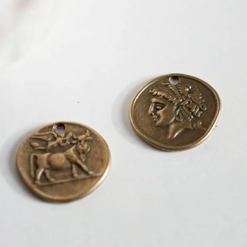 Gingerlily Médaille romaine bronze 19mm zamac lot 5 breloques
