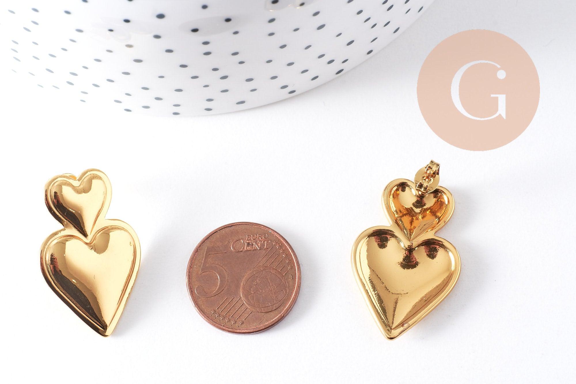 Gingerlily Boucles puce coeur doré 18K 31mm paire
