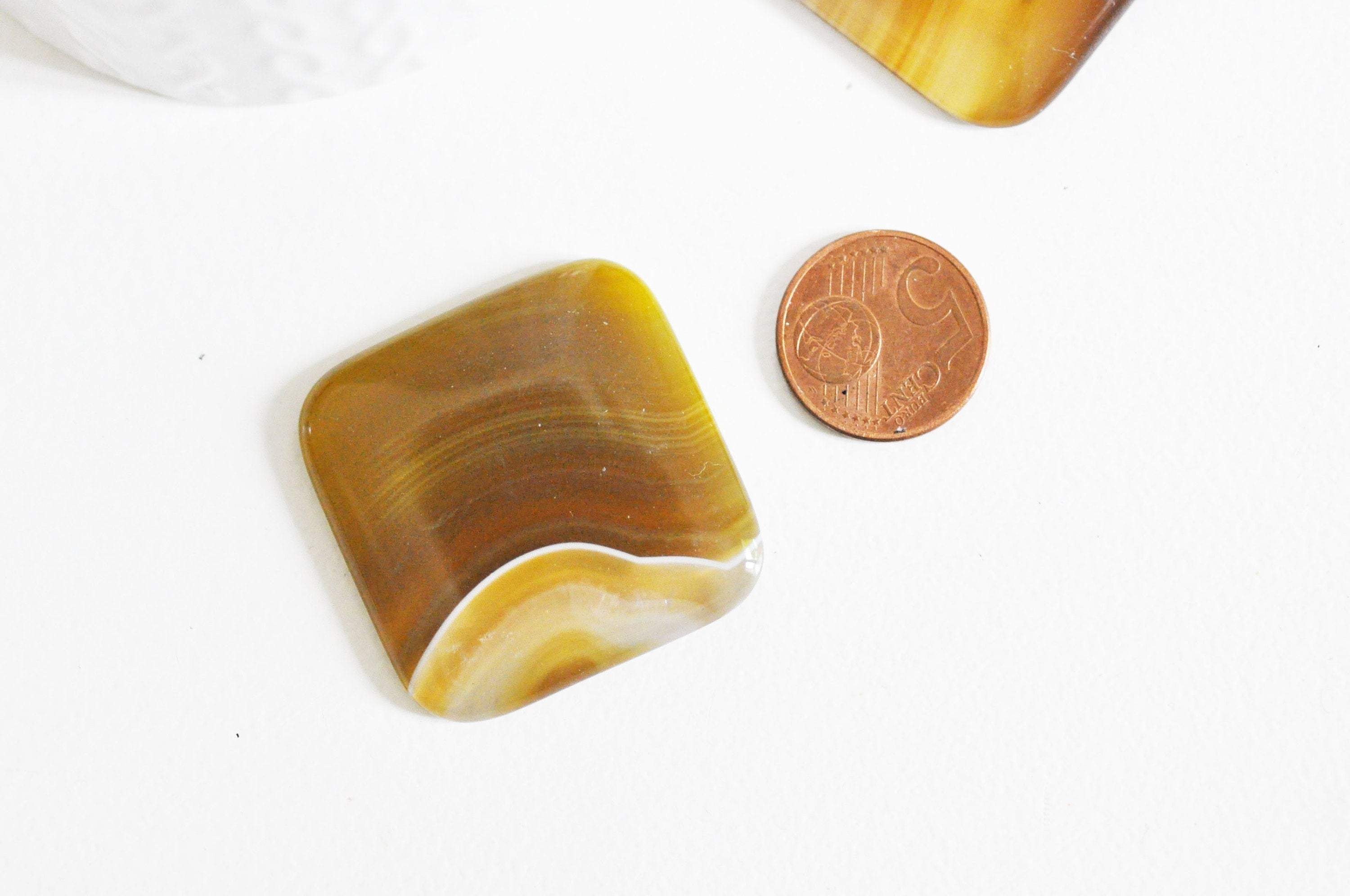 Gingerlily Cabochon carré agate jaune 39mm pierre naturelle