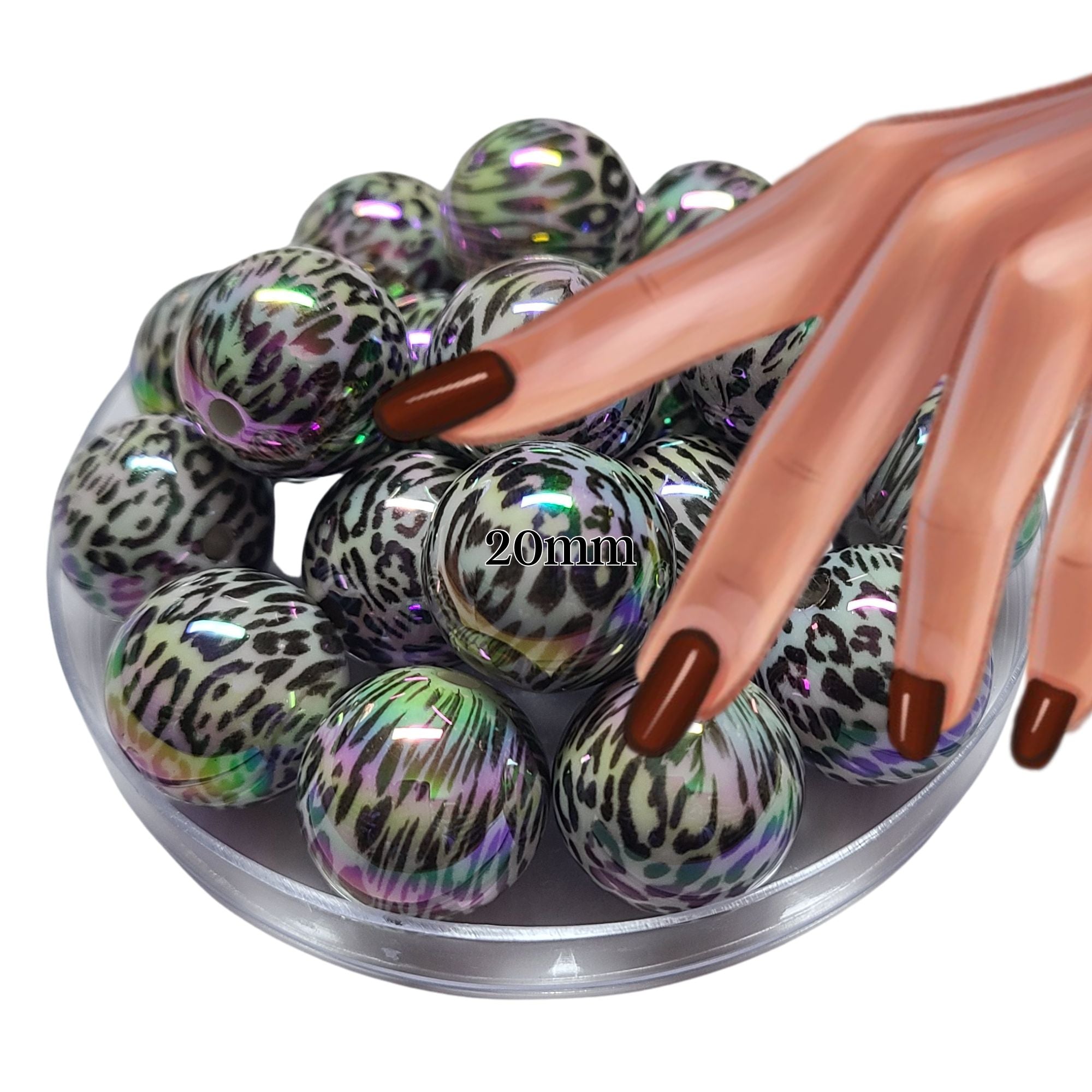 Artshop Boules 20MM 18 perles léopard rainbow x1