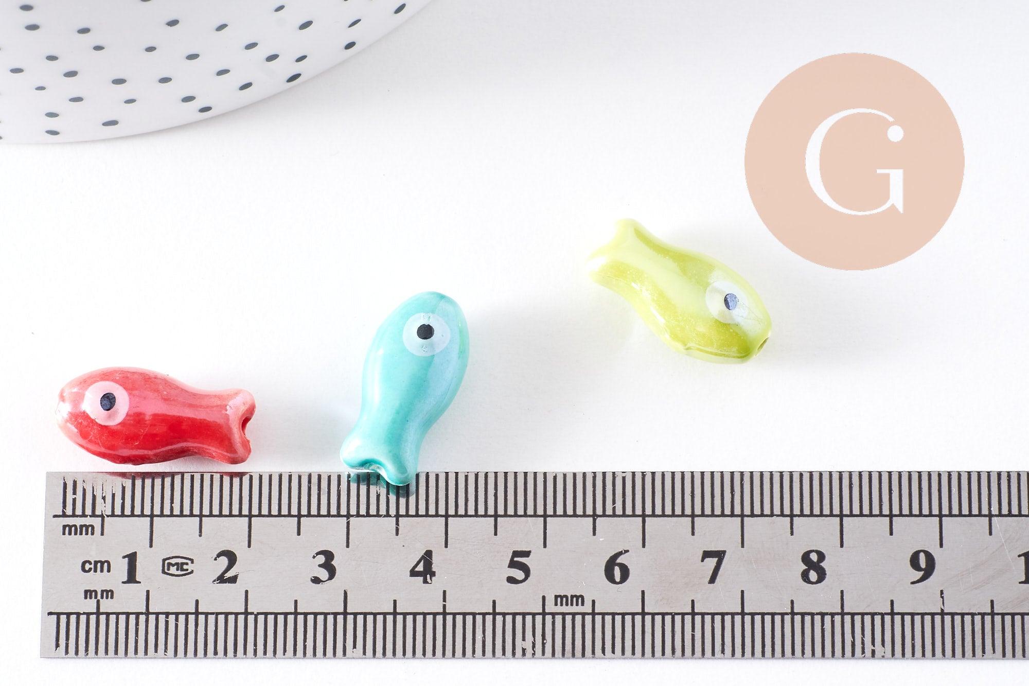 Gingerlily Perles poisson porcelaine 19,5mm multicolore x5