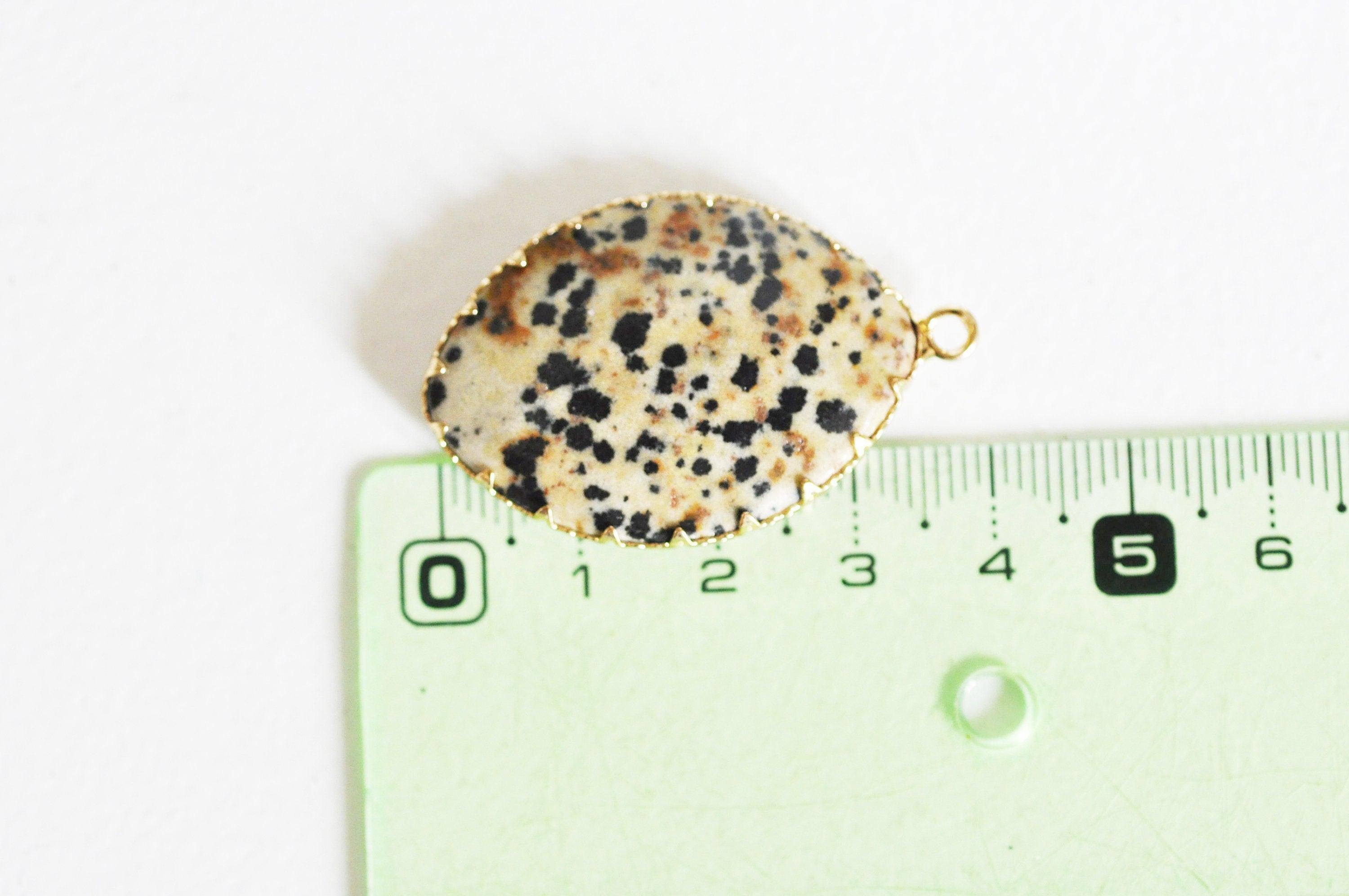 Gingerlily Pendentifs pendentif goutte jaspe dalmatien 40mm G9064
