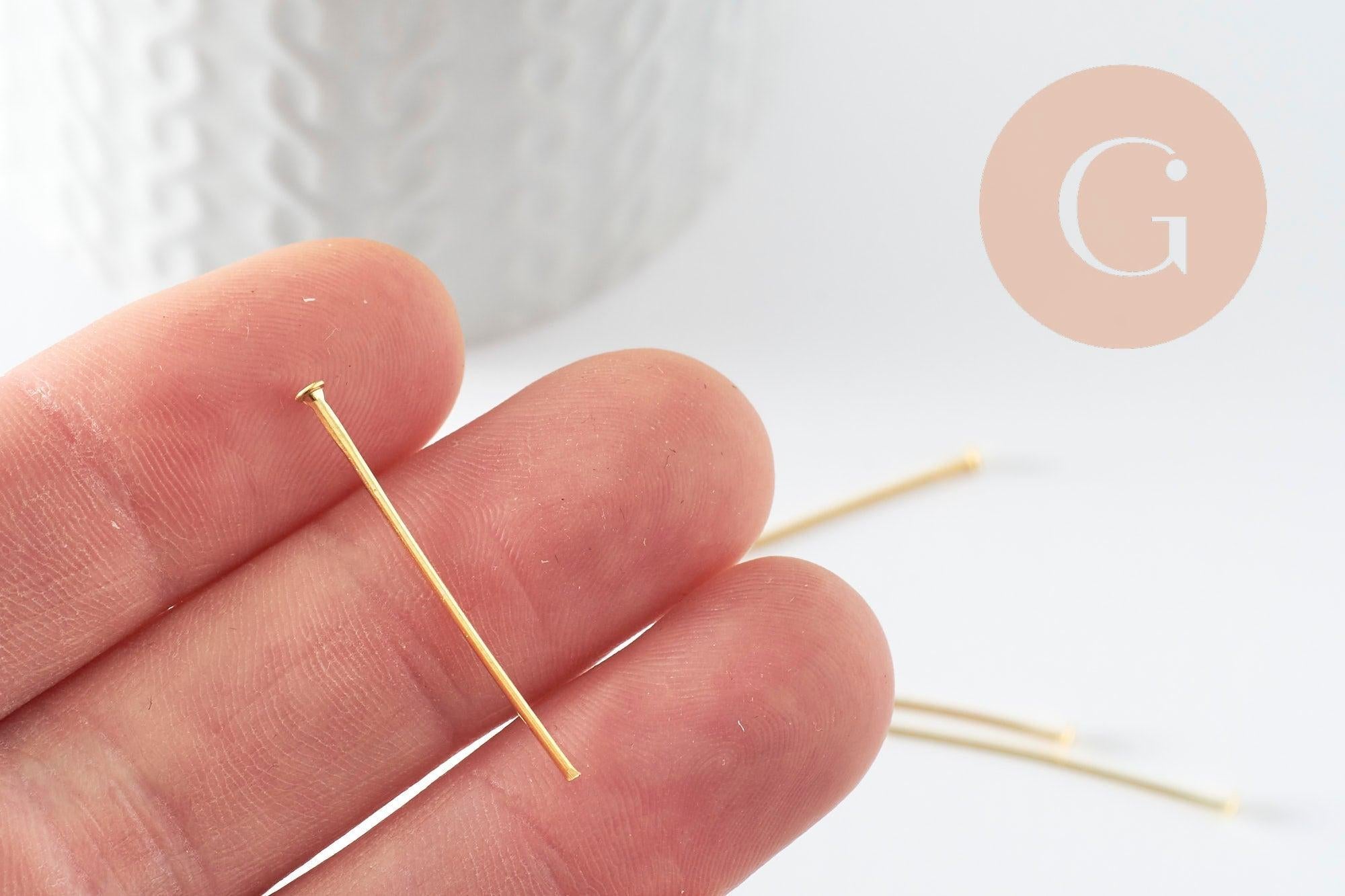 Gingerlily Apprêts tiges tête clou doré 30mm lot 10g