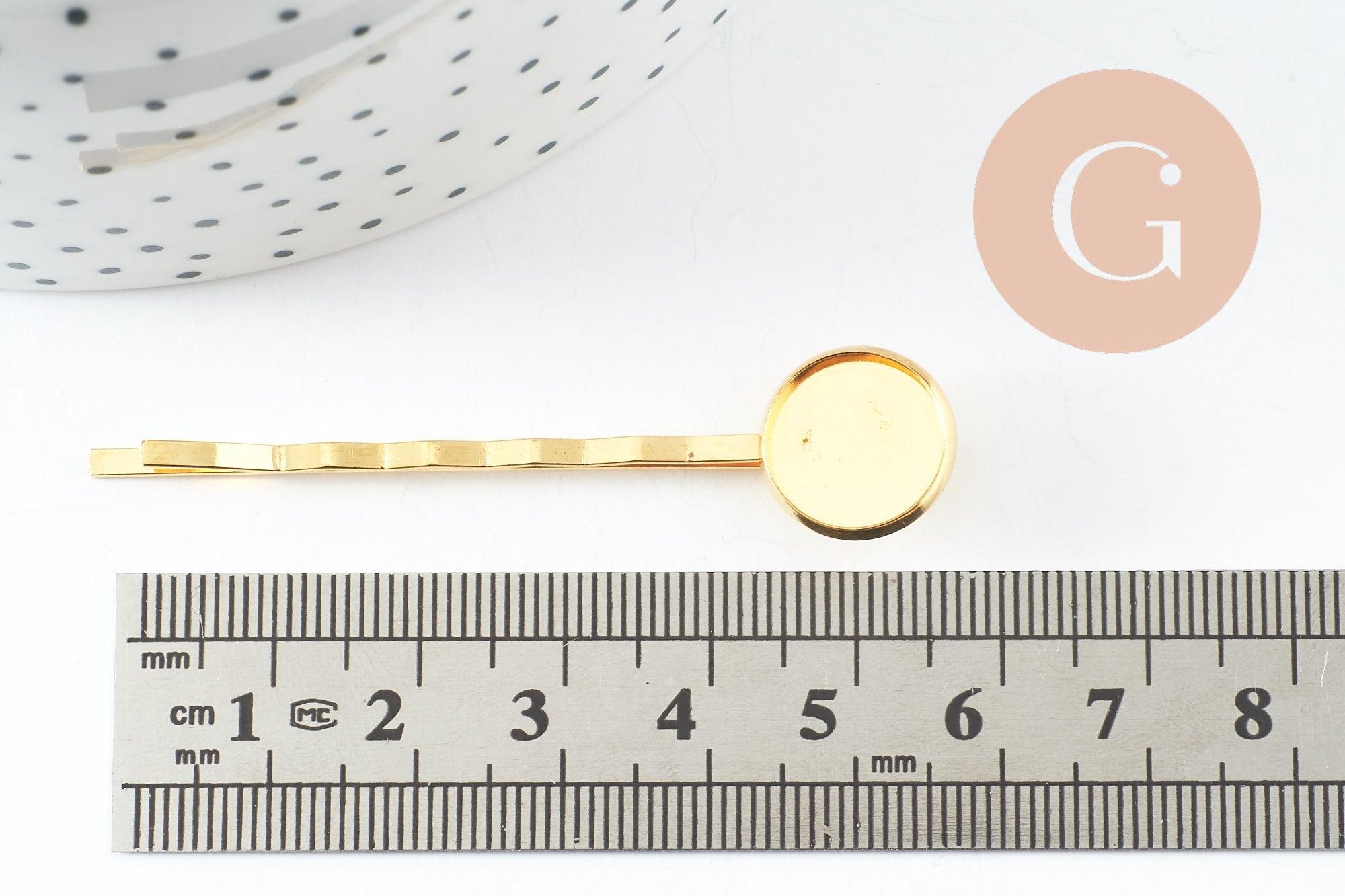 Gingerlily Supports barrette dorée cabochon 12mm 55mm x5
