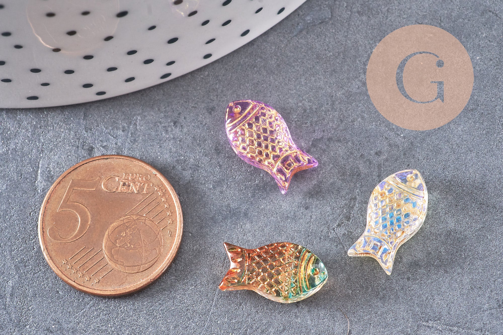 Gingerlily Perle poisson G10822 verre multicolore 15,5mm x10