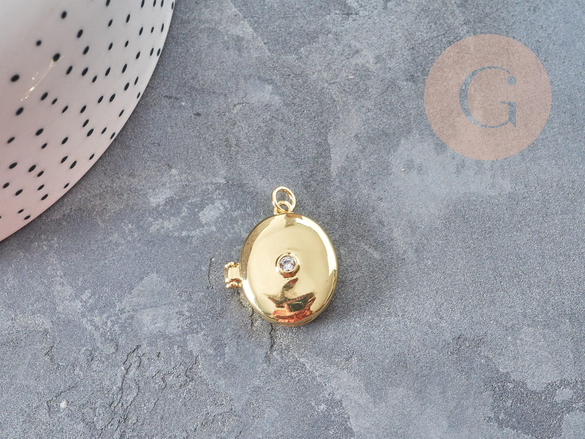 Gingerlily G9046 pendentif locket ovale doré zircon